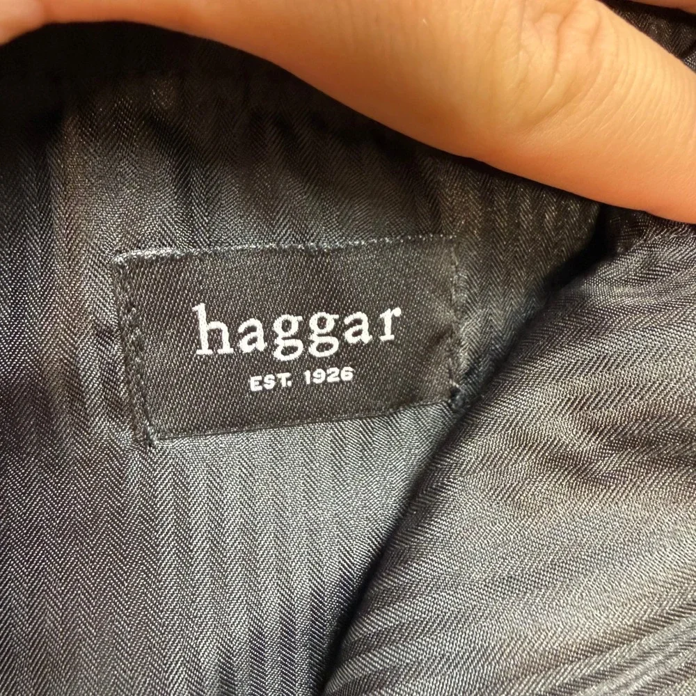Haggar Mens Dress Pants‎ Black 36x32 Flat Front Polyester Trousers W36 L32